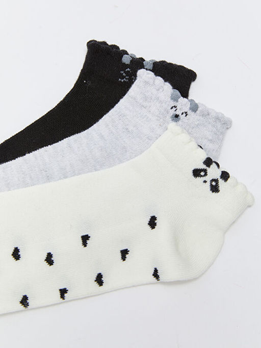 Desenli Kad?n Patik ?orap 3l?