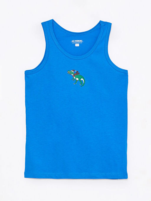 Bisiklet Yaka Bask?l? Pamuklu Erkek ?ocuk Atlet 2li - Waikiki фото 2