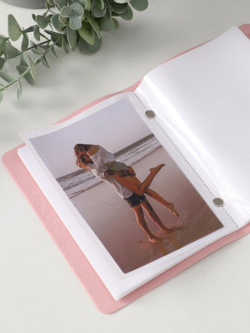 Фотоальбом на 40 фото 10?15 см Счастливые моменты, искусственная кожа, розовый, 12.5?17 см