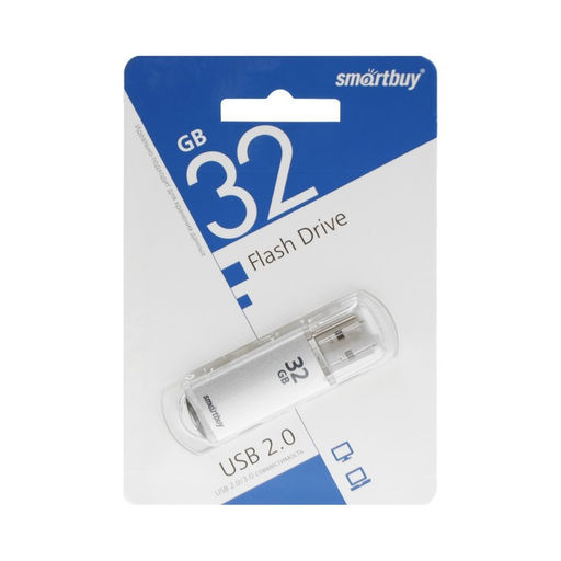 Флешка Smartbuy V-Cut, 32 Гб, USB 2.0, чтение до 25 Мб/с, запись до 15 Мб/с, серая