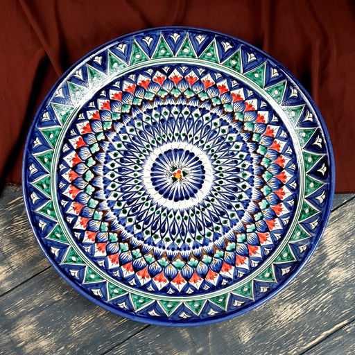Ляган узбекский Риштанская Керамика «Узоры», d=37 см, синий МИКС