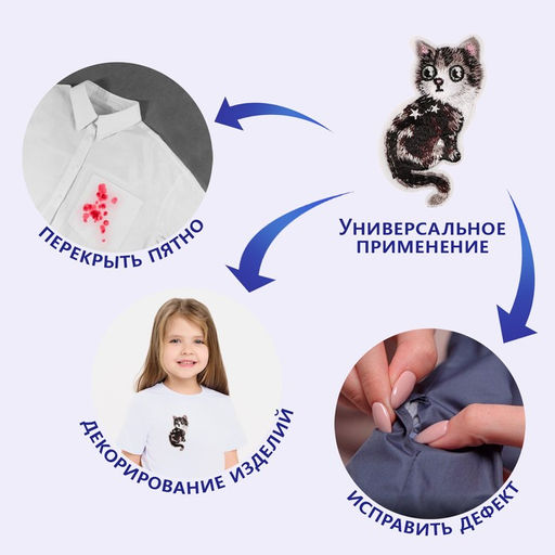 Цена за 10 шт. Термоаппликация «Кошка», 9.7×4.5 см, фасовка 10 шт., серая