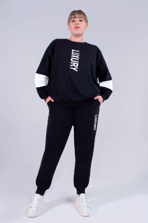 Арт. 2308 Костюм с брюками женский 50-58 (5 шт) Цвет:верх-черный, белый, низ- черный - Калинка фото 7