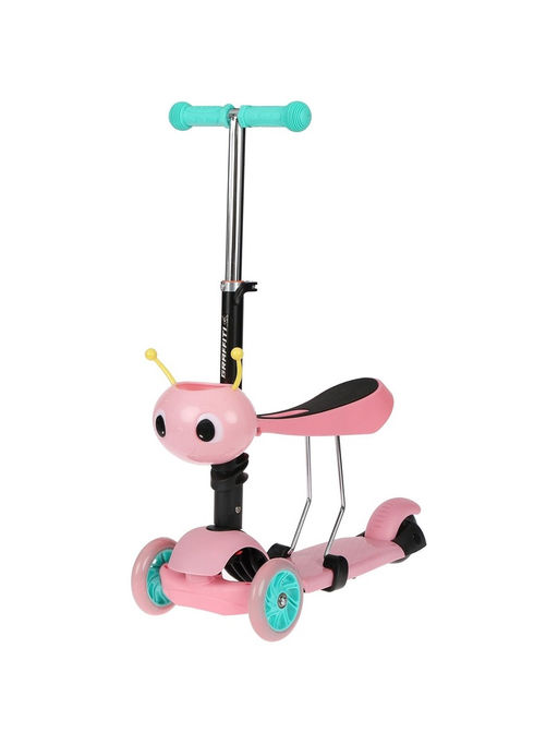 Самокат 2 в 1 с корзинкой GRAFFITI Kids, колёса PU 120/75 мм, розовый