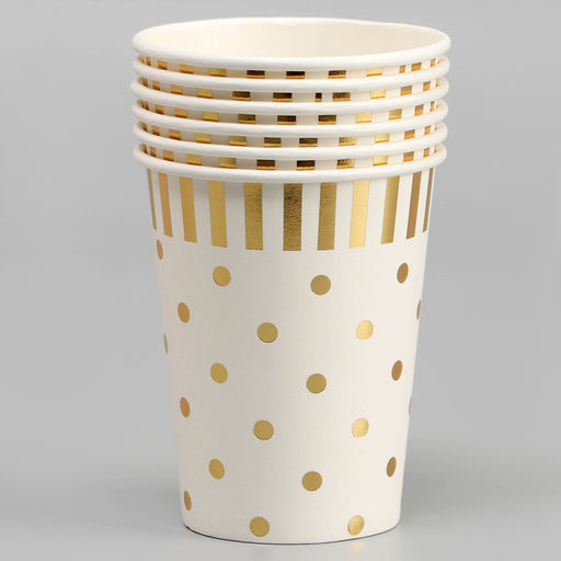 Стаканы бумажные Горох, 6 шт., цвет золото - Страна карнавалия фото 2