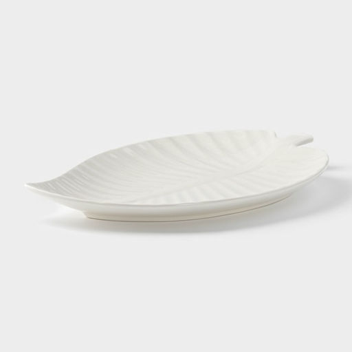 Блюдо для подачи «Лист», 30×19.5×3 см, керамика, цвет белый