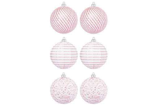 Набор 6 новогодних шаров 9,5*9,5 см Винтаж розовый с эффектом старины - Elan gallery фото 4