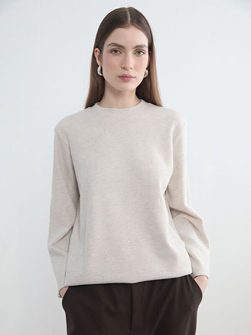 Bisiklet Yaka Ta?l? Kad?n Sweatshirt Tunik