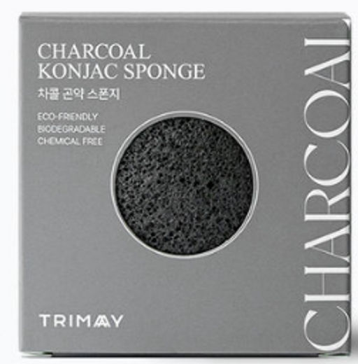 Спонж конняку Trimay Charcoal Konjac Sponge черный (в коробочке) 1 шт NEW!  фото 2