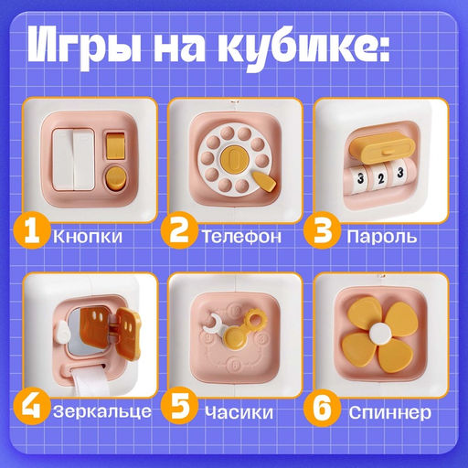 Развивающая игрушка для малышей «Бизикуби», подвижные элементы, звуковые эффекты