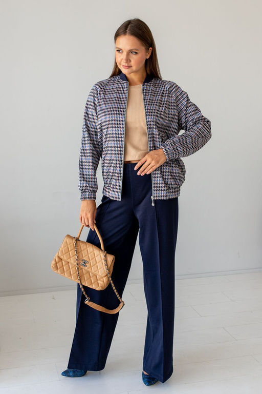 Бомбер Б-03 черно-голубой