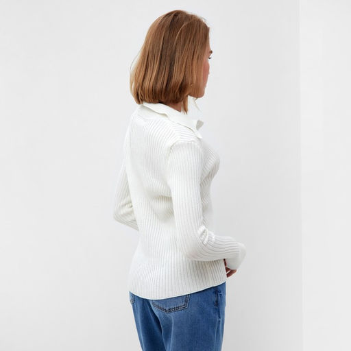Джемпер женский на пуговицах MINAKU: Knitwear collection, белый, размер 42-44  фото 4