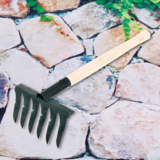 Цена за 5 шт. Грабли витые 6 зубьев металлические с деревянной ручкой