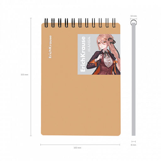 Цена за 4 шт. Блокнот с пластиковой обложкой на спирали ErichKrause Manga, А6, 80 листов, клетка_MIX-PACK  фото 9