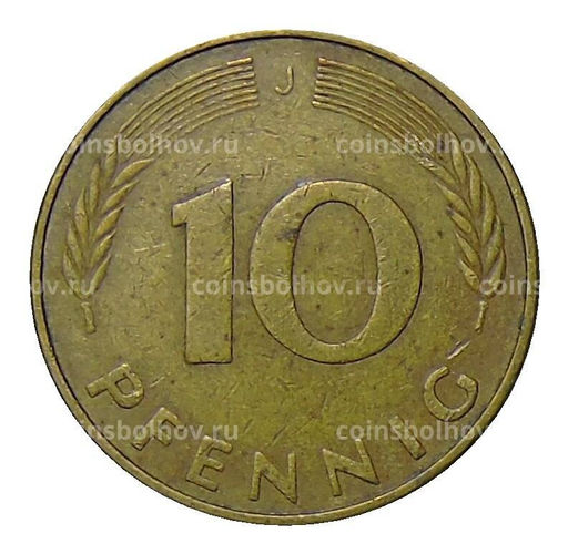 Монета 10 пфеннигов 1977 года J Германия