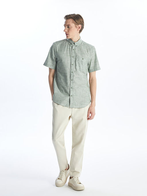 Regular Fit Keten Kar???ml? Erkek G?mlek