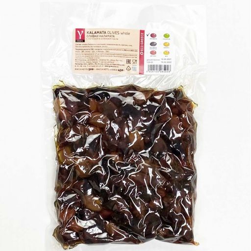 Г-серия. Оливки Каламата с косточкой, Греция, вакуум, 500г