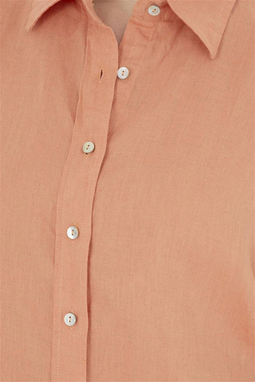 Женская льняная рубашка лососевого цвета с длинным рукавом Неожиданная скидка в корзине - U.s. polo assn фото 7