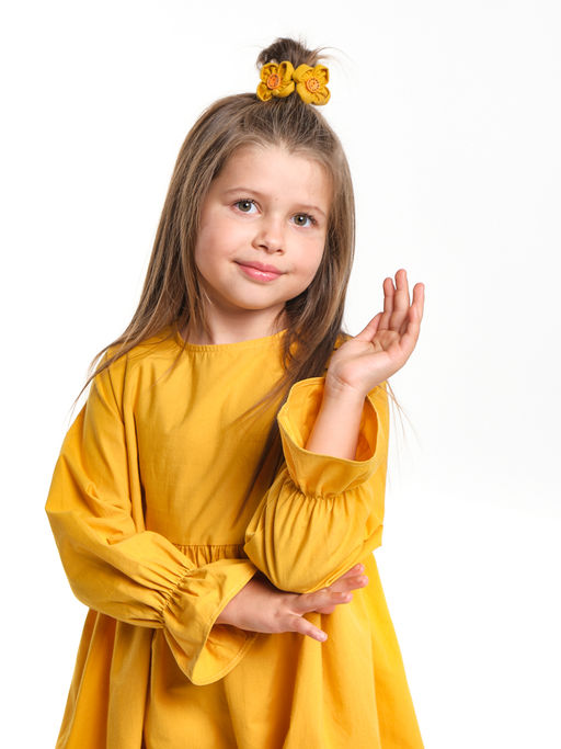 Платье нарядное хлопковое UD 7939 горчичный - Mini maxi фото 8