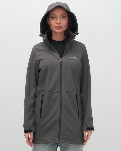 Парка спортивная женская с капюшоном softshell темно-серого цвета 9568TC - Mtforce фото 9