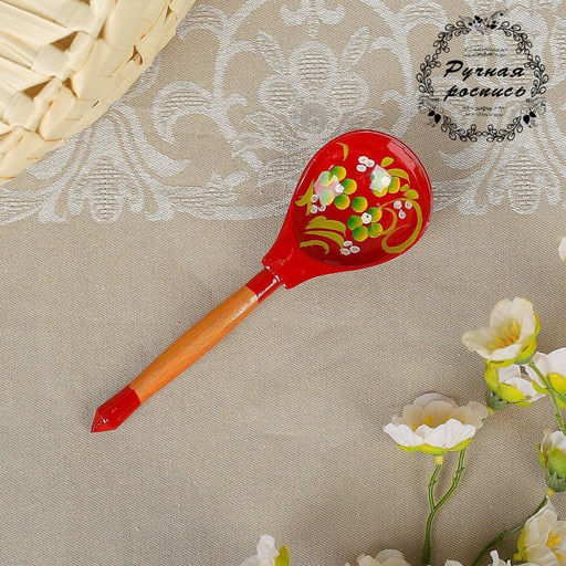 Цена за 2 шт. Ложка деревянная Краснушка, полубасок, красный фон - Simaland фото 6