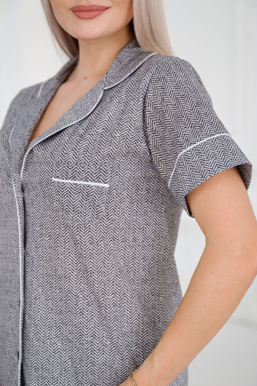 Костюм женский из жакета с коротким рукавом и брюк из кулирки Рейчел серый - Амадэль фото 11