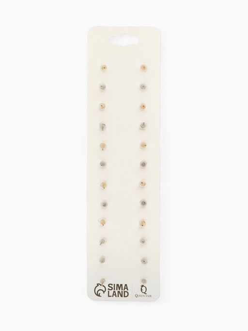 Цена за 2 шт. Серьги пусеты One year, 12 пар, цветочное настроение, белые в золоте