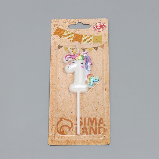 Цена за 2 шт. Свеча в торт «Единорог», цифра 1, 6 см