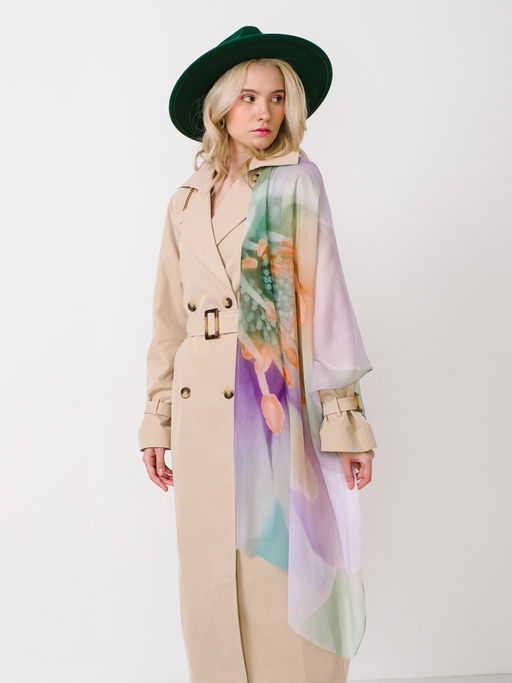 Большой, мягкий, тонкий и очень нежный двусторонний палантин с рисунком в стиле арт-деко - Tantino фото 5