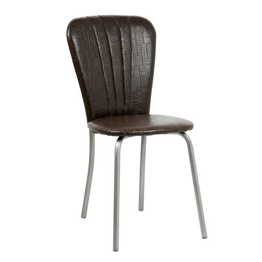Стул для кухни «Кафе – 2», искусственная кожа, цвет серебристый металлик/шоколадная рептилия