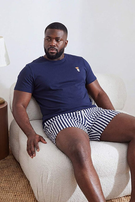 Lacivert Regular _izgili Homewear B_y_k Beden Pijama Tak_m_ TMNSS26AI00020 - Trendyolmilla фото 2