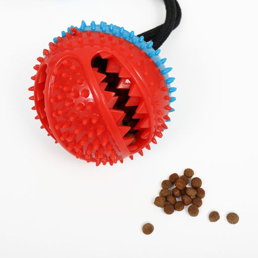 Игрушка для собак Шар для лакомств на присоске, 40 х 8 см, голубая - Пижон фото 8