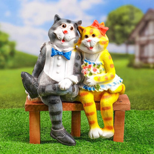 Садовая фигура из полистоуна «Коты на лавке», 40×18×40 см