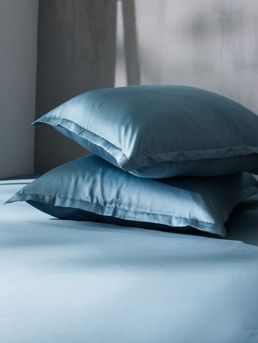 Простыня на резинке 2-спальная SL Home Tencel, 180×200+30 см, тенсель, серо-голубая