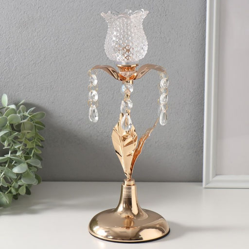 Подсвечник на 1 свечу «Распустившийся цветок», d=3 см, 11×11×30 см