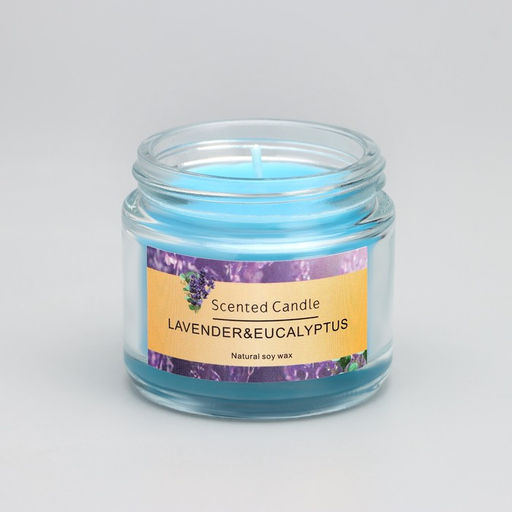 Свеча ароматическая "Scented Candle, Lavender&eucalyptus", Лаванда и эвкалипт, 5*5см, 140 гр   94933