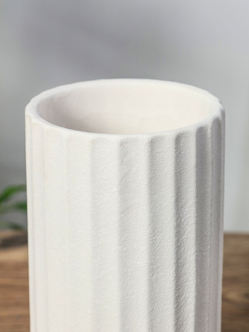 Ваза для цветов «Абиджил», линии, h=21, d=11 см, керамика, белая