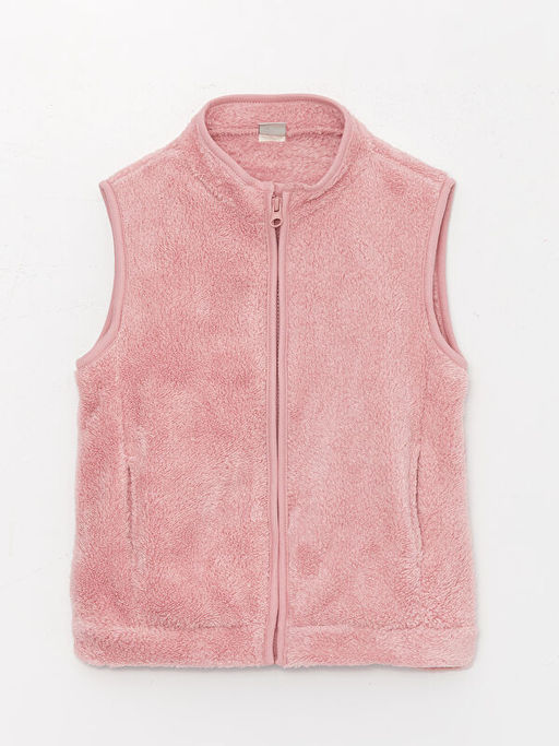 Dik Yaka Pel?? K?z ?ocuk Fermuarl? Yelek