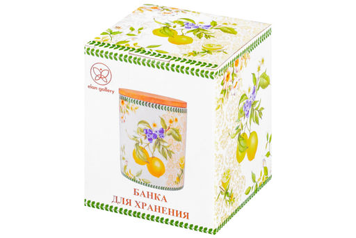 Банка д/хранения 650 мл 10*10*12,5 см Лимоны с деревянной крышкой с силикон.уплотн. NEW BONE CHINA - Elan gallery фото 6