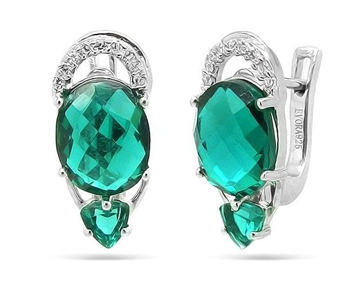 Серьги из серебра аквамарин выращ., Констанция