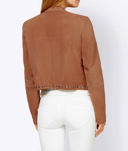 Кожаный блейзер, коньячный - Linea tesini фото 3