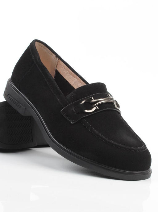 03-DEB16-2 BLACK Лоферы женские (натуральная замша)