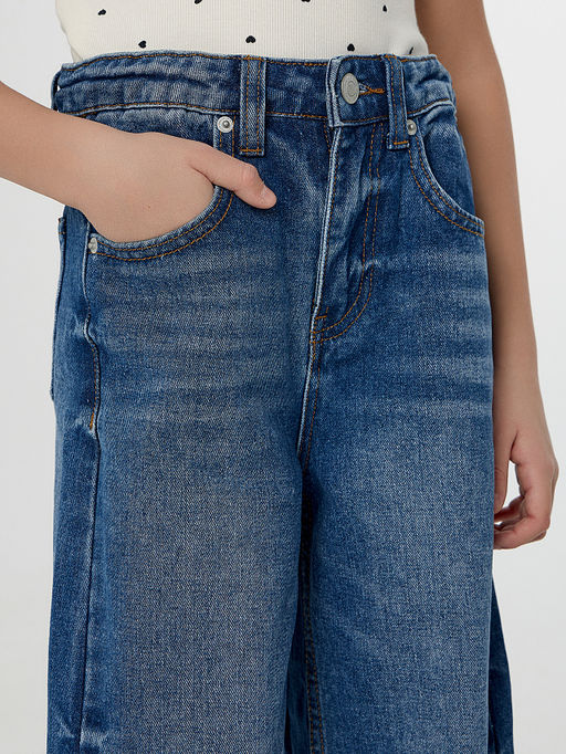 Джинсы для девочек синие wide leg - Mark formelle фото 5