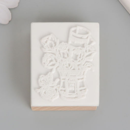 Печать дерево, резина Цветы в ведёрке, 5?4?2.5 см