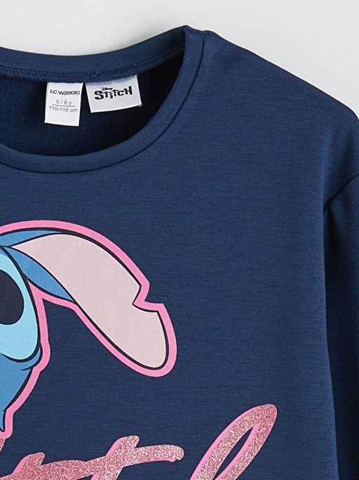 Stitch Bask?l? K?z ?ocuk Sweatshirt