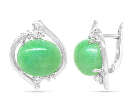 Серьги из серебра нефрит, СПН4204