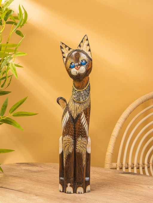 Сувенир «Кошка», 60×14×6 см, дерево, коричневый, МИКС