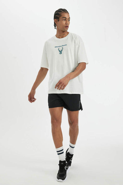 DeFactoFit Футболка оверсайз с круглым вырезом и короткими рукавами НБА Милуоки Бакс  фото 3