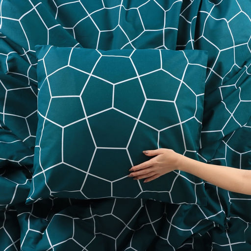 Постельное бельё Этель 2 сп Emerald hexagon 175*215 см, 200*220 см, 70*70 см-2 шт, бязь 125 г/м2, хл 100%  фото 5