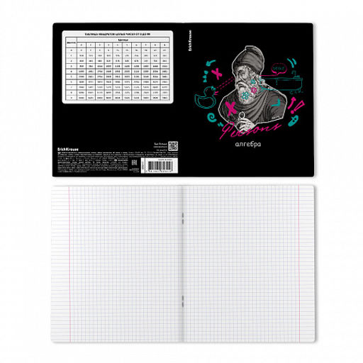 Цена за 5 шт. Тетрадь общая ученическая с пластиковой обложкой на скобе ErichKrause Persons, Алгебра, 48 листов, клетка фото 2